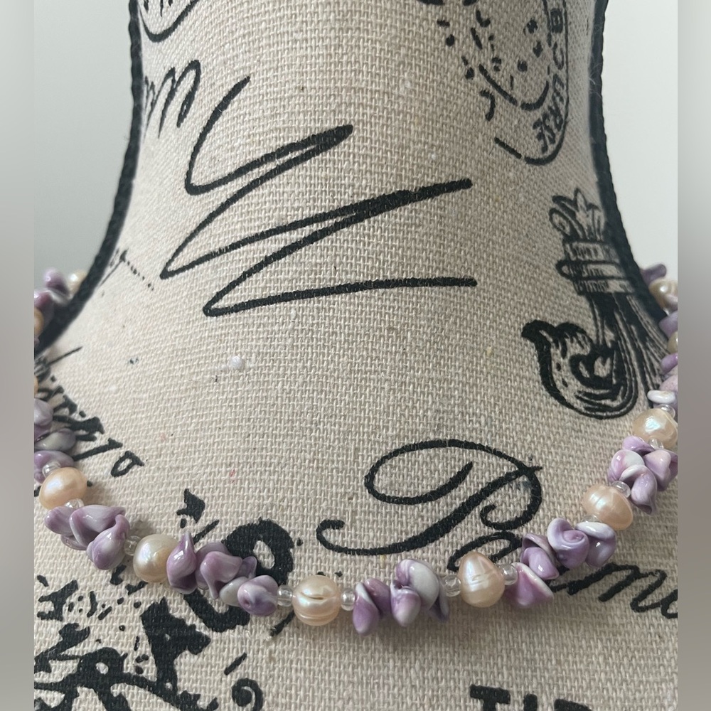 Real sea pearl and sea shell necklace